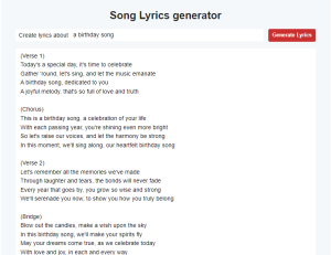 Song Lyrics Generator by Paraphrasingtool